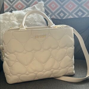 Betsey Johnson Cream Quilted Heart Handbag